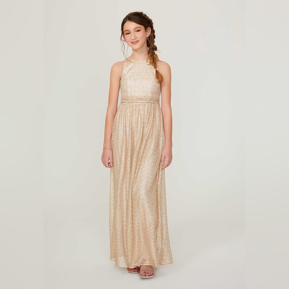 Mori Lee Jr Bridesmaid Dress - Gold Sz 14